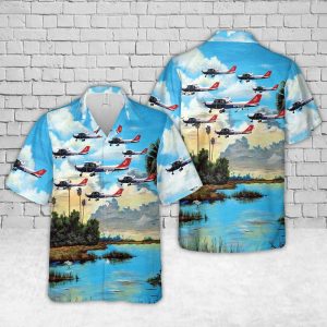 US Air Force Civil Air Patrol Cessna 172S Skyhawk SP Hawaiian Shirt for Men ? Aircraft Design & Tropical Landscape, Perfect for Aviation Fans