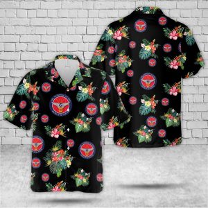 US Air Force Tennessee Air National Guard Hawaiian Shirt for Men ? Military Emblem & Tropical Floral Design, Perfect for Veterans and Air Force Fans