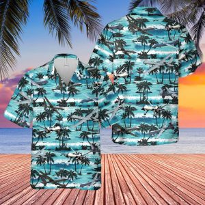U.S. Air Force MQ-9A Reaper Hawaiian Shirt for Men ? Military Aircraft & Palm Tree Design, Perfect for Veterans and Air Force Fans