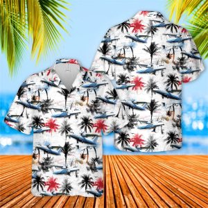 U.S. Air Force C-146A Wolfhound Hawaiian Shirt for Men ? Military Aircraft Design & Tropical Vibes, Perfect for Aviation Enthusiasts