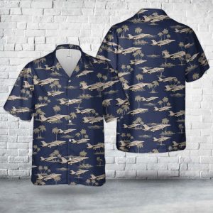 Royal Australian Air Force A44-207 Hawaiian Shirt for Men ? F/A-18 Hornet Aircraft Design & Tropical Vibes, Perfect for Aviation Enthusiasts
