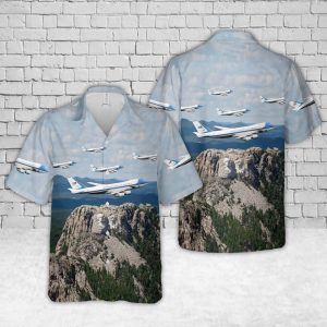VC-25 Air Force One Hawaiian Shirt for Men ? Military Aircraft Design & Scenic View of Mount Rushmore, Perfect for Aviation Fans