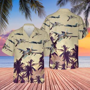 US Air Force General Dynamics F-111 Aardvark Hawaiian Shirt for Men ? Iconic Fighter Jet & Tropical Palm Tree Design, Perfect for Aviation Fans