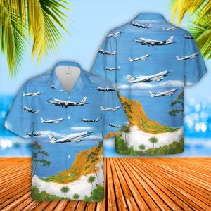 VC-25 Air Force One Hawaiian Shirt for Men ? Presidential Aircraft & Tropical Design, Perfect for Aviation Enthusiasts