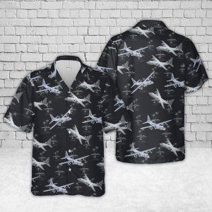 Air Force Lockheed C-130 Hercules Hawaiian Shirt for Men ? Military Aircraft Design & Tropical Vibes, Perfect for Aviation Fans