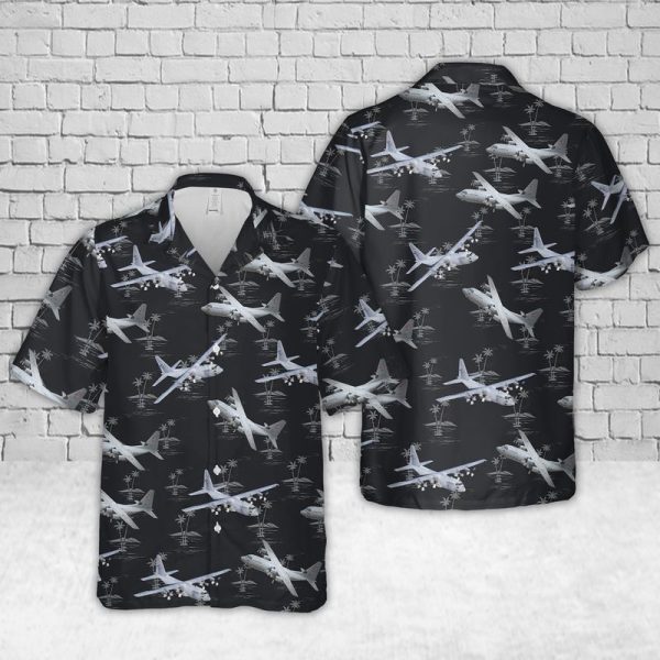 Air Force Lockheed C-130 Hercules Hawaiian Shirt for Men ? Military Aircraft Design & Tropical Vibes, Perfect for Aviation Fans