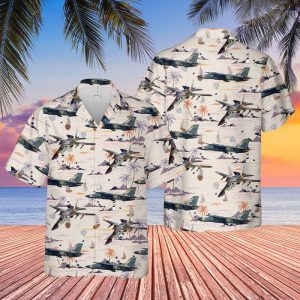 US Air Force General Dynamics F-111 Aardvark Hawaiian Shirt for Men ? Military Aircraft & Tropical Design, Perfect for Aviation Enthusiasts