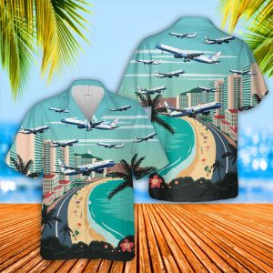 VC-32 Air Force Two Hawaiian Shirt for Men ? Military Aircraft & Tropical Design, Perfect for Aviation Enthusiasts