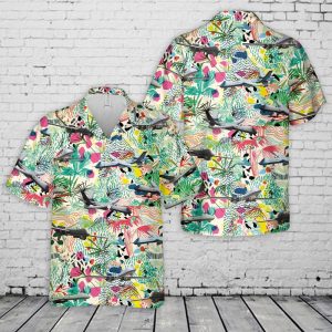U.S. Air Force MQ-9A Reaper Hawaiian Shirt for Men ? Military Drone Design & Tropical Scenery, Perfect for Aviation Fans