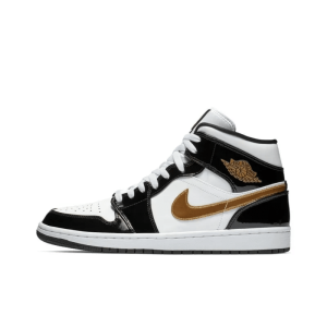 Air Jordan 1 Mid SE "Black Gold Patent Leather" 852542-007 - Limited