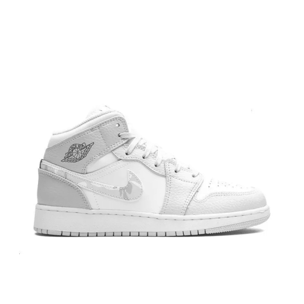 Air Jordan 1 Mid SE GS 'Swoosh Logo - Grey Camo' DD3235-100 - Streetwear - Image 3