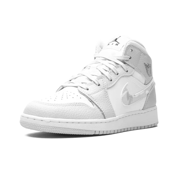 Air Jordan 1 Mid SE GS 'Swoosh Logo - Grey Camo' DD3235-100 - Streetwear - Image 4