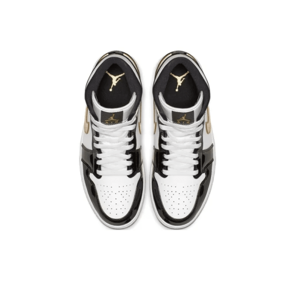 Air Jordan 1 Mid SE "Black Gold Patent Leather" 852542-007 - Limited - Image 5