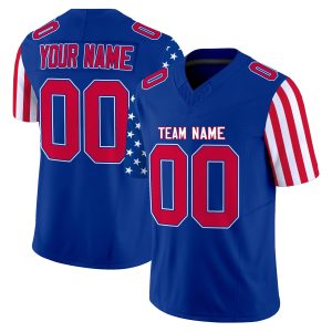 Royal Red - White American Flag Inspired Personalized Football Jersey