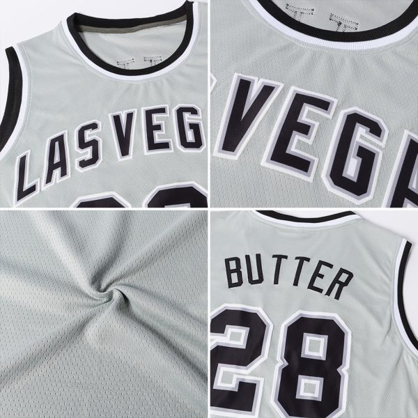 Gray Royal-Red Authentic Throwback Personalized Basketball Jersey - Image 5