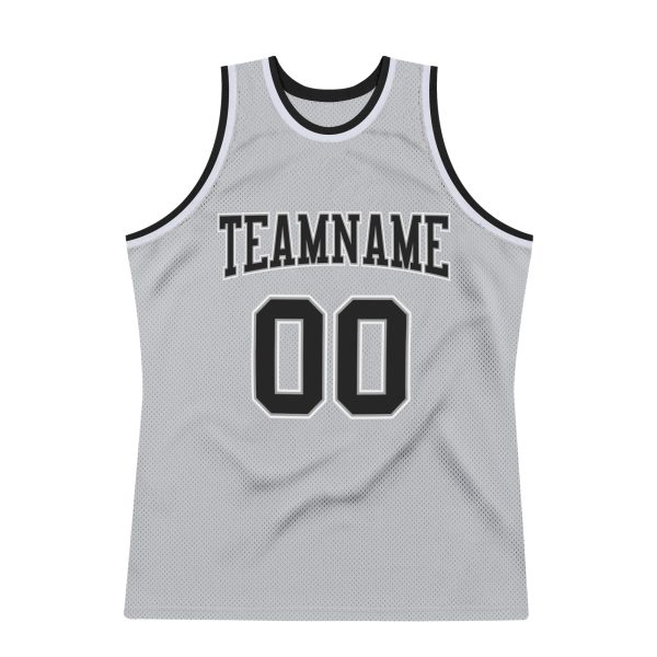 Gray Black-White Authentic Throwback Personalized Basketball Jersey - Image 7
