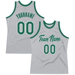 Gray Kelly Green-White Authentic Throwback Personalized Basketball Jersey
