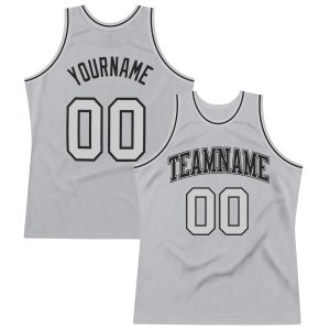 Gray Gray-Black Authentic Throwback Personalized Basketball Jersey