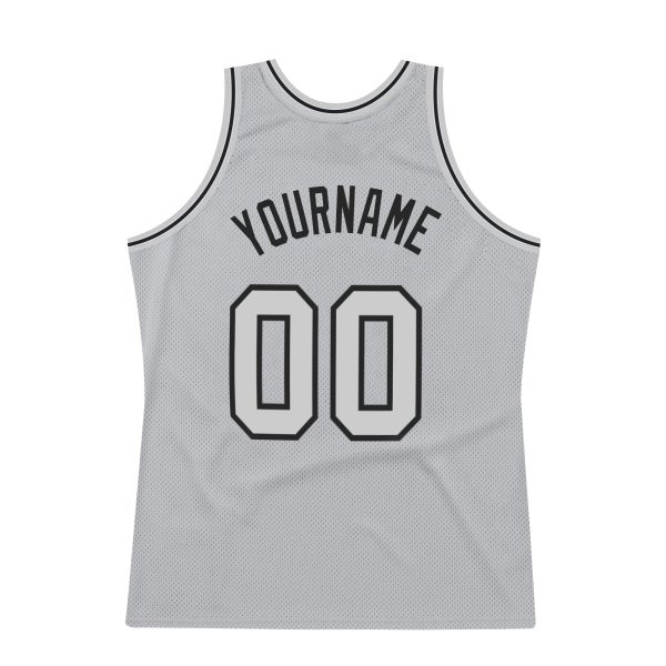 Gray Gray-Black Authentic Throwback Personalized Basketball Jersey - Image 6