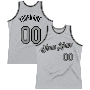 Gray Steel Gray-Black Authentic Throwback Personalized Basketball Jersey