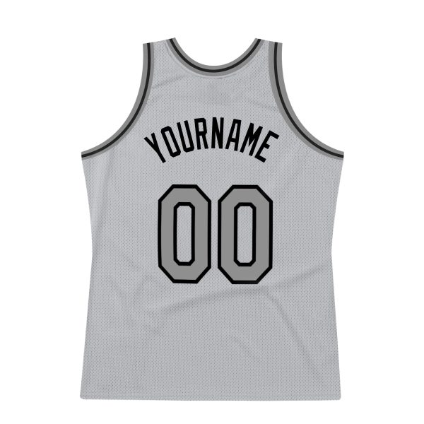 Gray Steel Gray-Black Authentic Throwback Personalized Basketball Jersey - Image 6