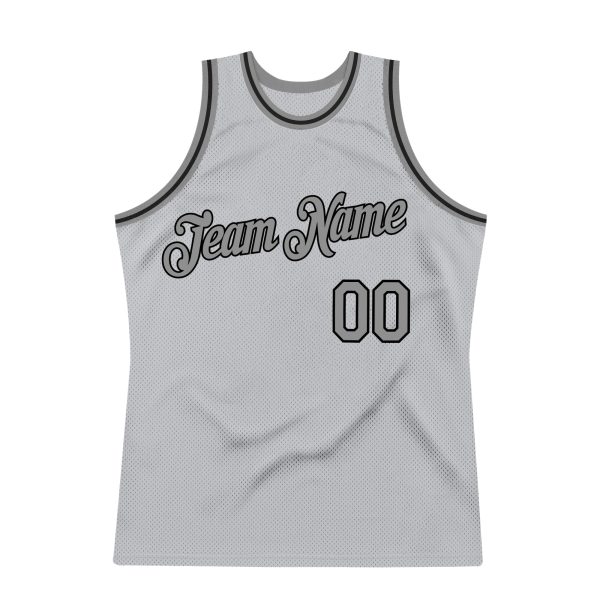 Gray Steel Gray-Black Authentic Throwback Personalized Basketball Jersey - Image 7