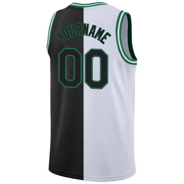 White Black-Kelly Green Authentic Split Fashion Personalized Basketball Jersey - Image 6