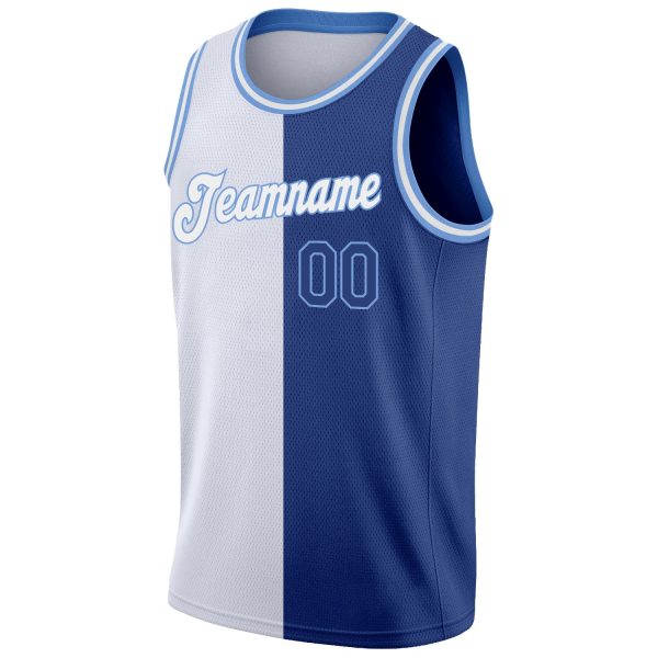 White Royal-Light Blue Authentic Split Fashion vBasketball Jersey - Image 5