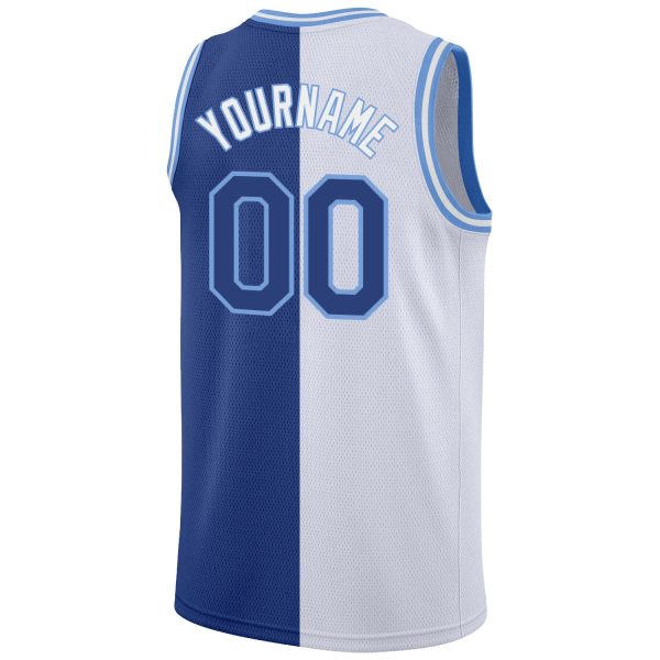 White Royal-Light Blue Authentic Split Fashion vBasketball Jersey - Image 6