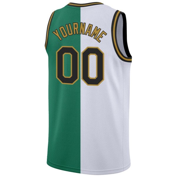 Kelly Green Black-White Authentic Split Fashion Personalized Basketball Jersey - Image 6