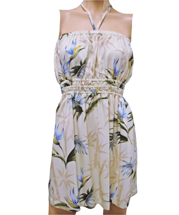 Bamboo Paradise Cream Tube Dress for Beach and Casual Wear