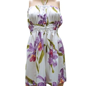 Double Orchid White Tube Dress for Beach and Casual Wear