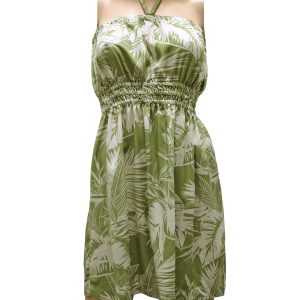 Tropical Jungle Olive Tube Dress for Beach and Casual Wear