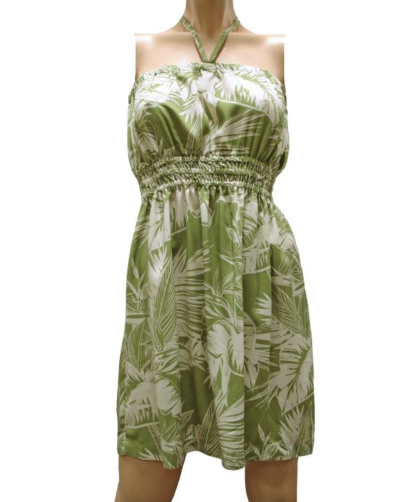 Tropical Jungle Olive Tube Dress for Beach and Casual Wear