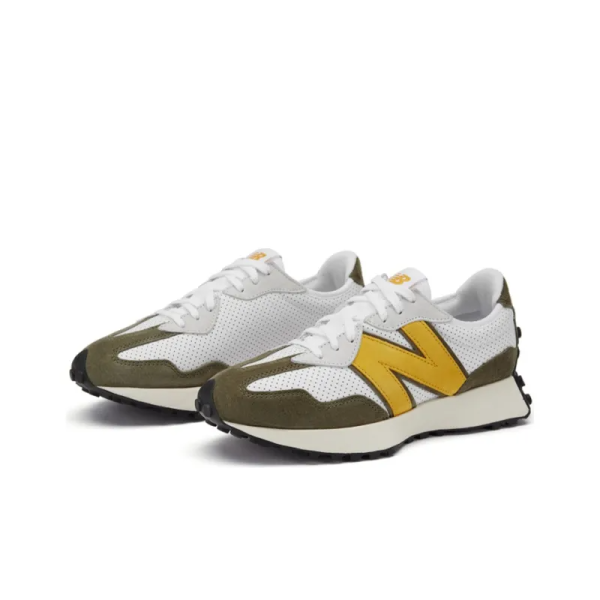 New Balance 327 White Yellow Olive MS327PO - For Men - Image 2