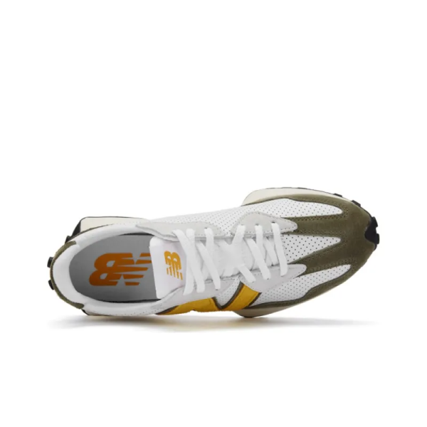 New Balance 327 White Yellow Olive MS327PO - For Men - Image 3