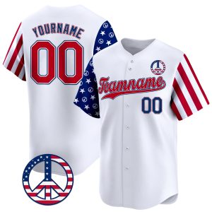 White Red - Royal Independence Day Hippie Style Personalized Baseball Jersey