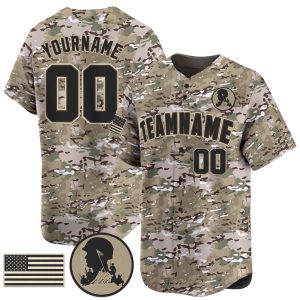 MultiCam Black - Brown Hero's Honor Personalized Baseball Jersey