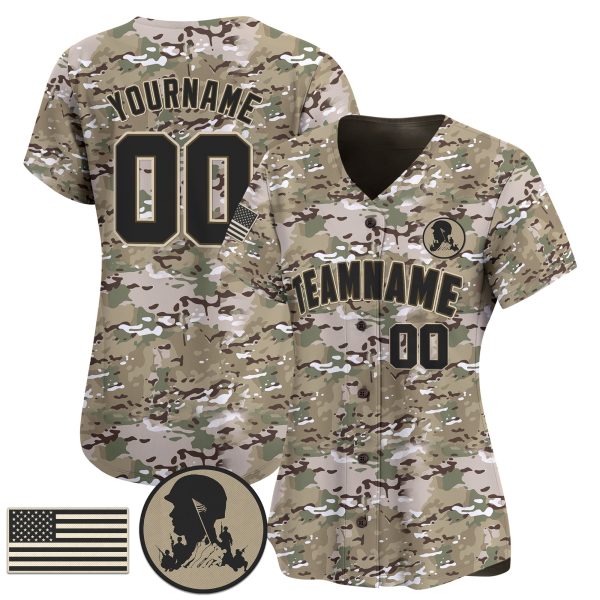 MultiCam Black - Brown Hero's Honor Personalized Baseball Jersey - Image 2