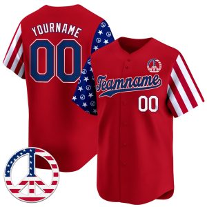 Red Royal - White Independence Day Hippie Style Personalized Baseball Jersey