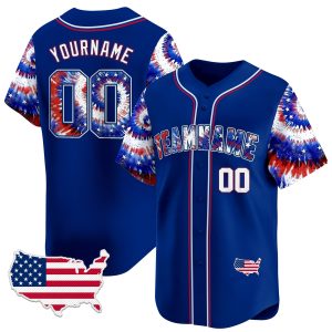 Royal White - Royal Independence Day Tie Dye Personalized Baseball Jersey