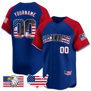 Royal Alternate Royal - White Bald Eagle Independence Day Personalized Baseball Jersey