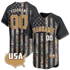 Alternate Camo Tree USA Flag Personalized Baseball Jersey