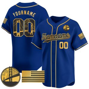Royal Gold - Black Golden Gate Bridge Personalized Baseball Jersey