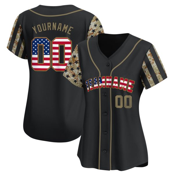 USA Black Camo Color Sleeve Personalized Baseball Jersey - Image 6