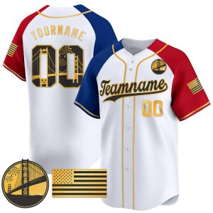 White Alternate Gold - Black Golden Gate Bridge Personalized Baseball Jersey