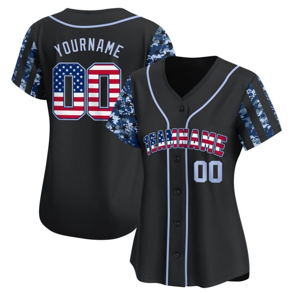 USA Black Camo Color Sleeve Personalized Baseball Jersey - Image 4