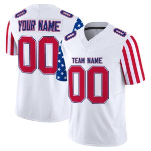 White Red - Royal American Flag Inspired Personalized Football Jersey