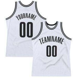 White Black Authentic Throwback Personalized Basketball Jersey