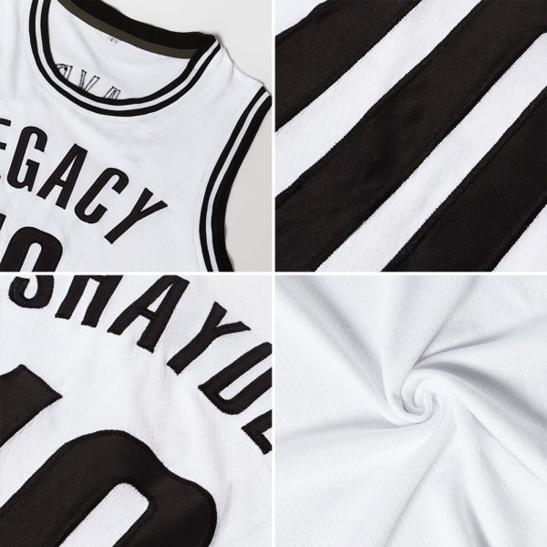 White Black Authentic Throwback Personalized Basketball Jersey - Image 5